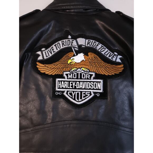 Harley-Davidson Toddler 3T Style Faux Leather Biker Black Jacket - Picture 5 of 11